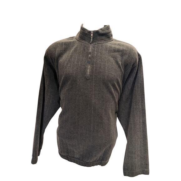 Justin Blake Fleece Sweatshirt Mens Large Quarter Zip Pullover Striped Pockets - Picture 6 of 13